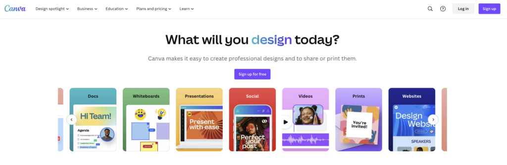 Canva Homepage