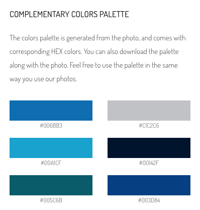 complementary colors palette for blues