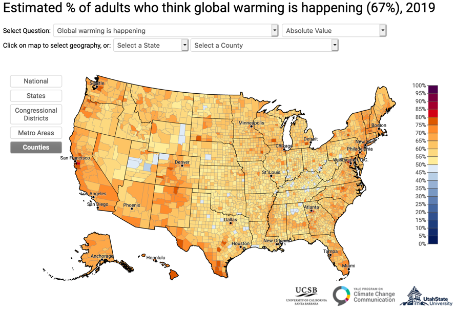 67% of US adults believe in global warming