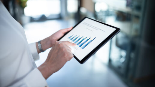 business report on digital tablet