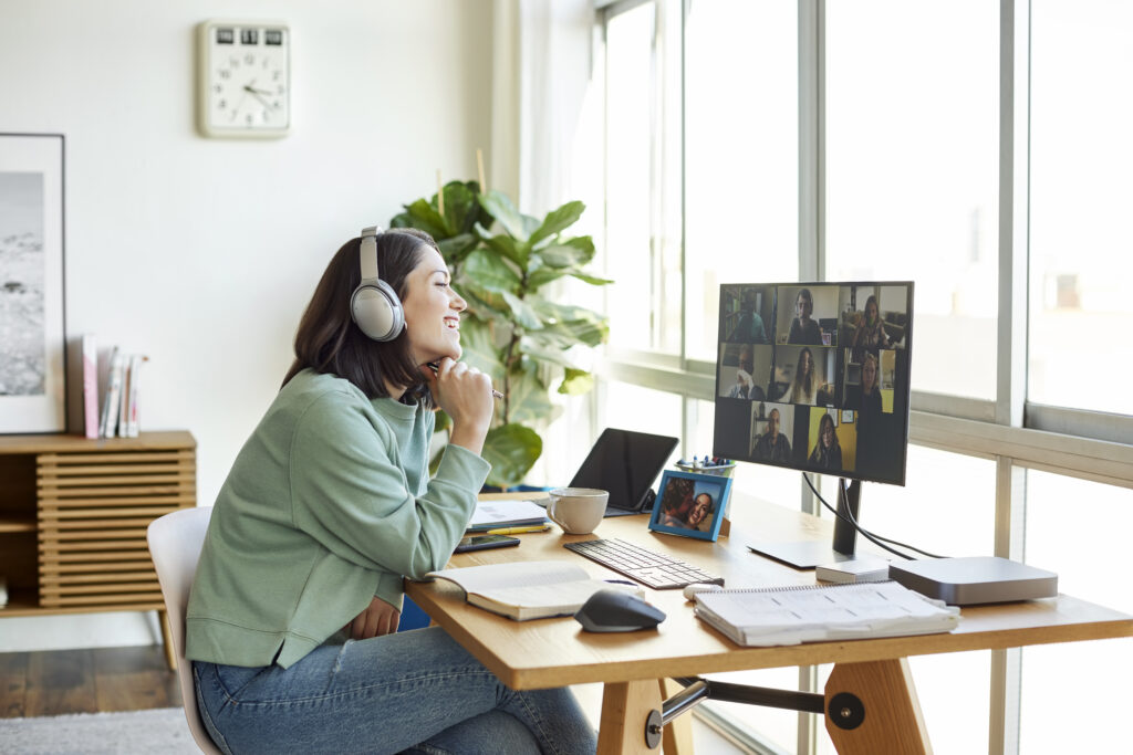 Smiling women on Zoom call