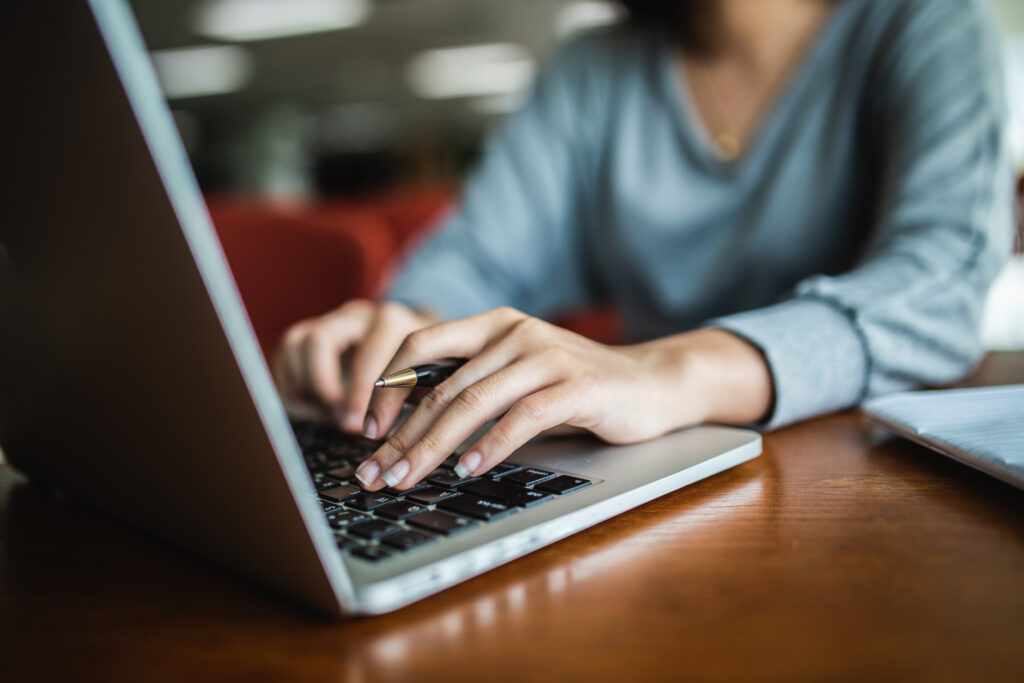 woman doing an online research