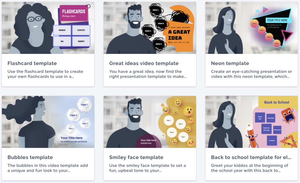 Prezi Video template gallery