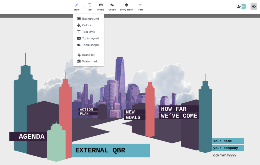 Prezi template example with the new Prezi UI update