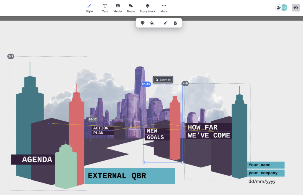 Prezi template example with the new Prezi UI update