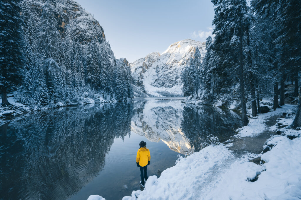 Lake Braies (Pragser Wildsee) in winter