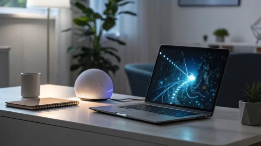 AI presentation tools on laptop screen.
