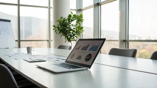 Best pitch deck examples displayed on a laptop.